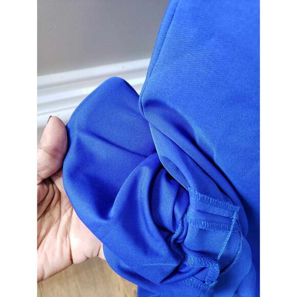 Laundry by Shelli Segal Midi Dress Womens Size 6 Blue Asymmetric Neck Sleeveless - Picture 13 of 14